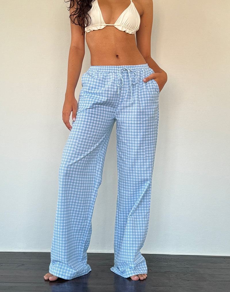 Motel Rocks Wasic Weite Leg Linen Hosen Damen Blau | KOK1860DO