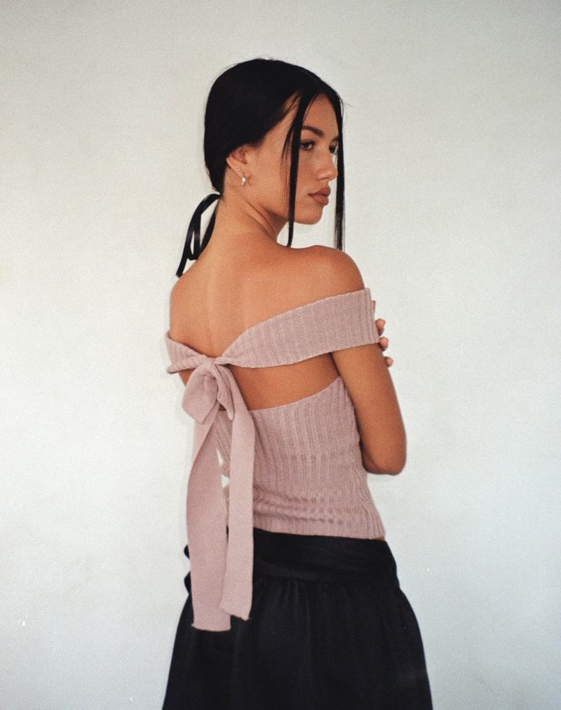 Motel Rocks Wilda Bardot Bow Back T-shirts Damen Rosa | CVL3782OO