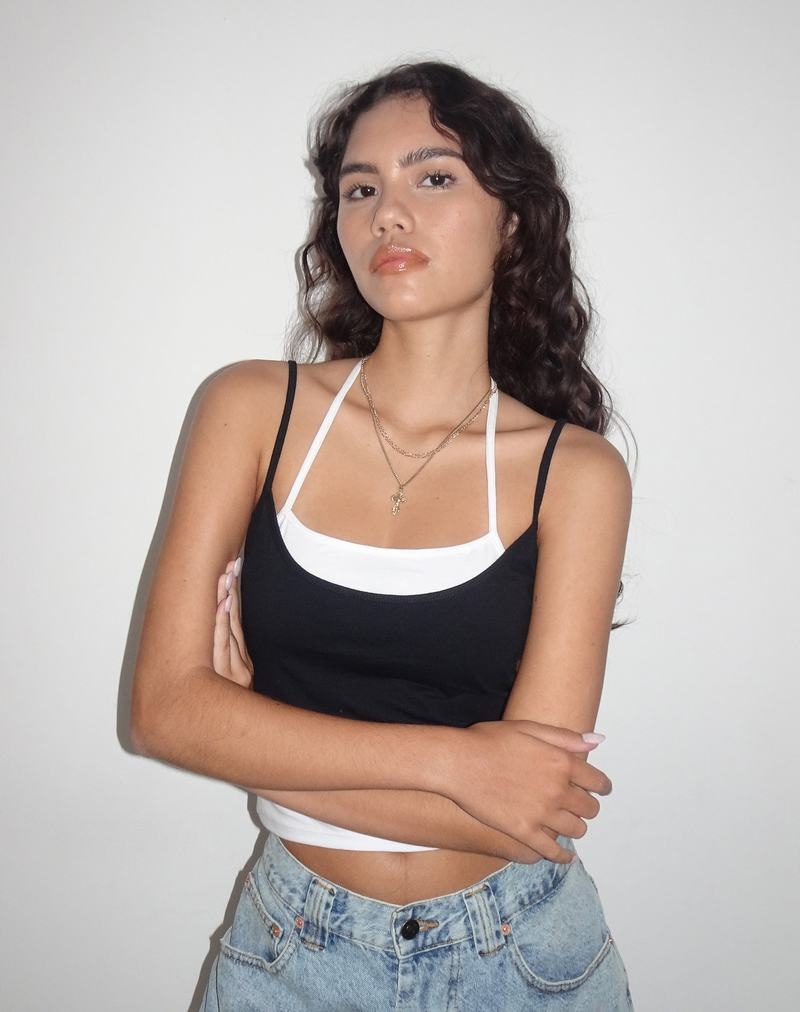 Motel Rocks Willia Two Toned Top Weste Damen Schwarz Weiß | YBH8081EJ