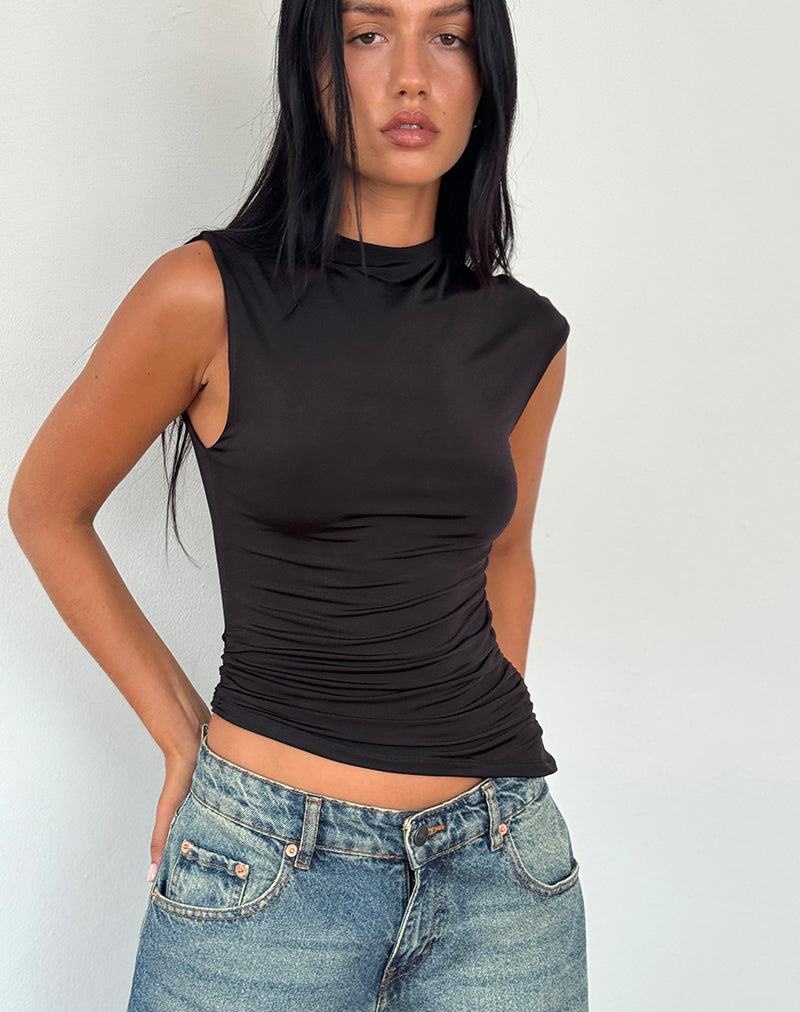 Motel Rocks Yeseo Tank Slinky Top T-shirts Damen Schwarz | CVY272UG