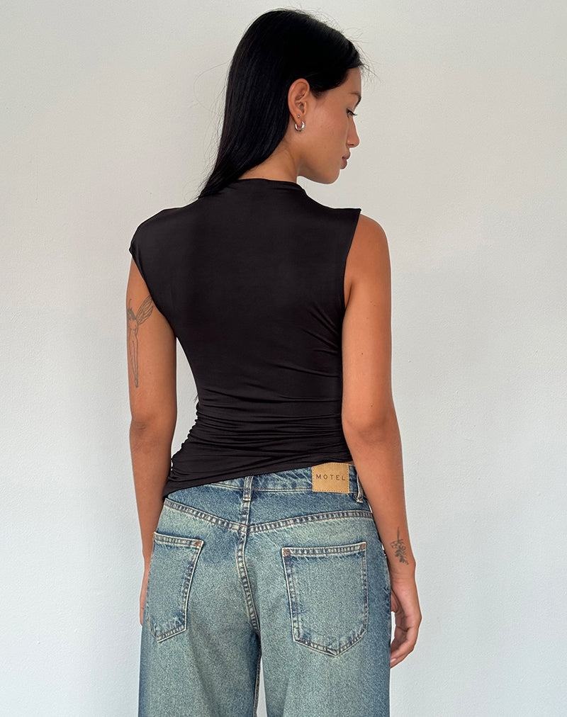 Motel Rocks Yeseo Tank Slinky Top T-shirts Damen Schwarz | CVY272UG