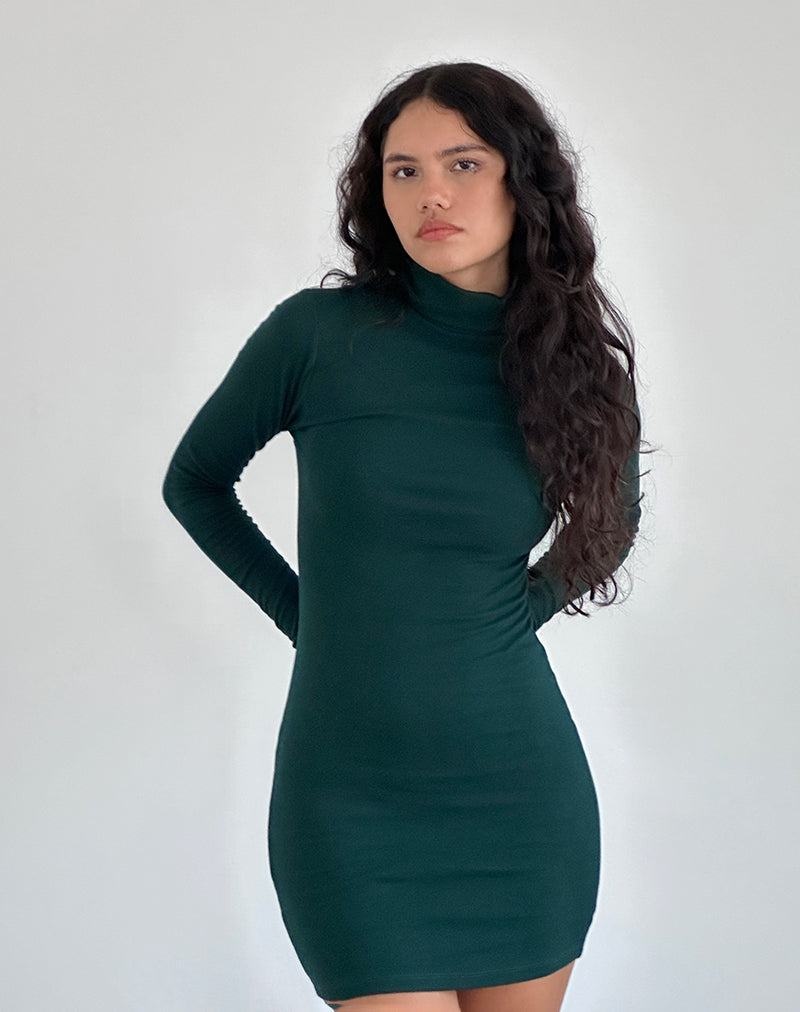 Motel Rocks Yrion Turtle Neck Bodycon Minikleid Damen Grün | KGX1149UM