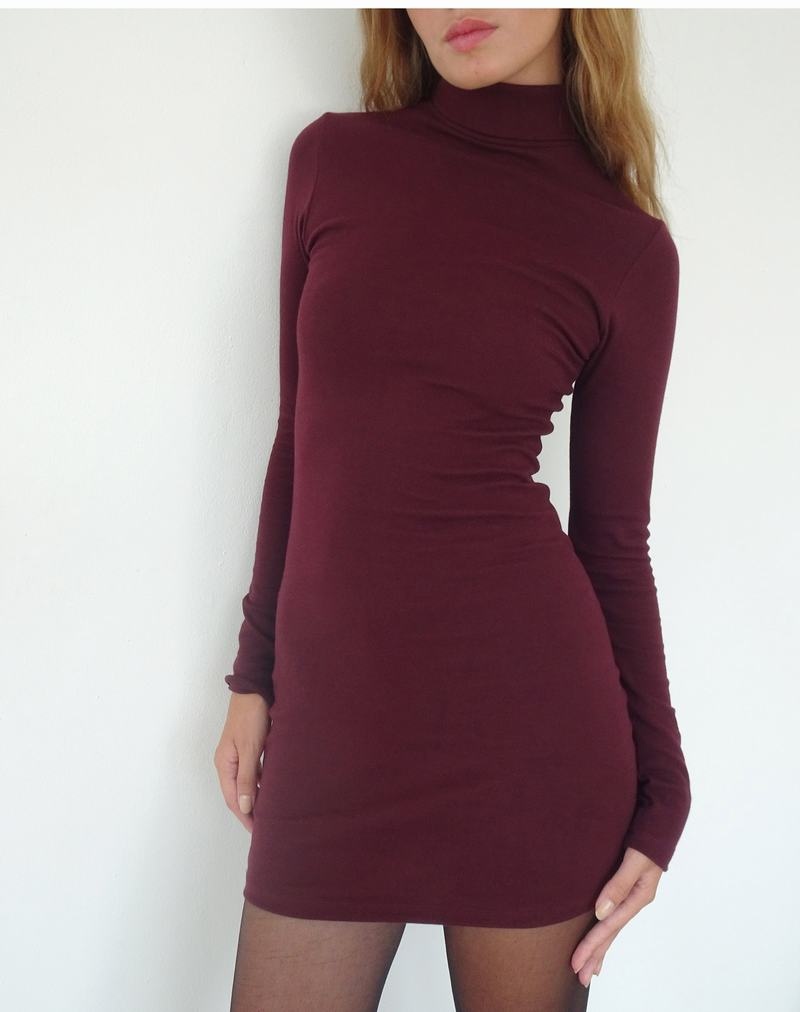 Motel Rocks Yrion Turtle Neck Bodycon Minikleid Damen Rot | ULN1721HX
