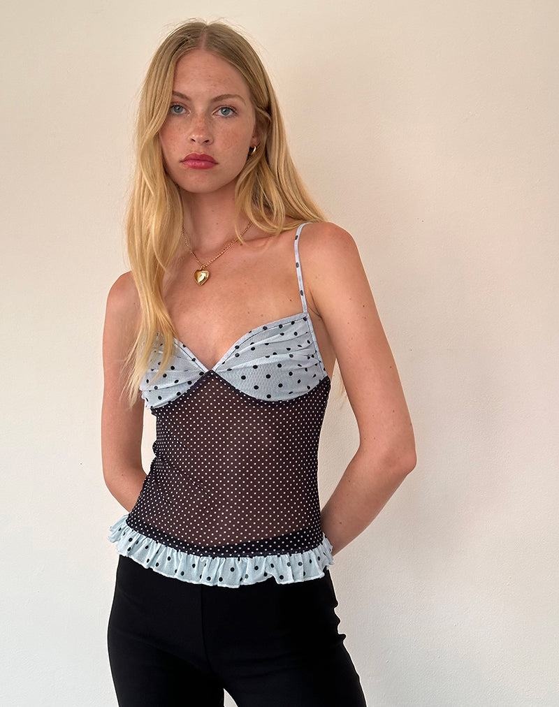Motel Rocks Zeina Cami Tanktop Damen Blau Schwarz | UCJ6531DY